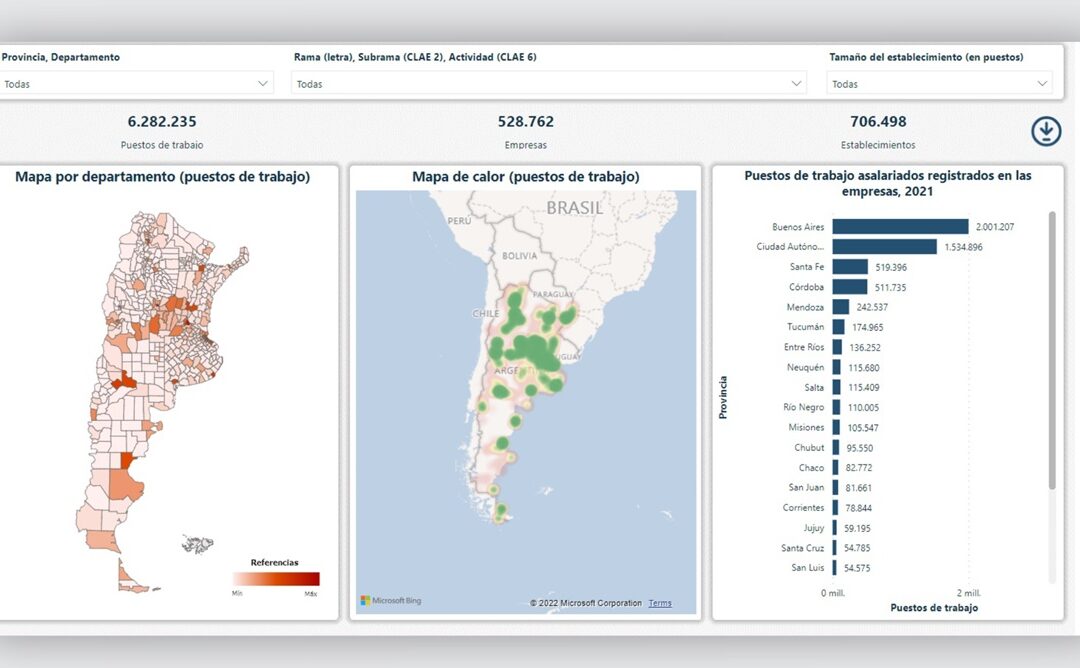 El gobierno presentó un mapa interactivo con datos sobre empleo y producción en todo el país