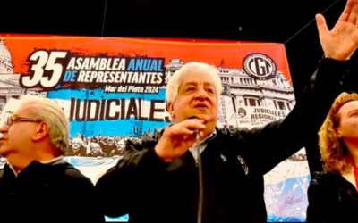 El candidato de Javier Milei a la Corte Suprema, Ariel Lijo, cerró una asamblea del gremio de Julio Piumato
