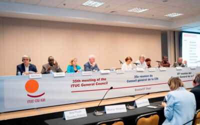 Líderes sindicales debaten justicia social y cambio climático en la 35ª reunión del Consejo General de la CSI en Brasilia