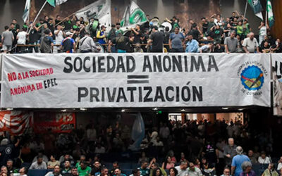 Protesta de Luz y Fuerza en Deán Funes en contra de la «privatización» de la EPEC