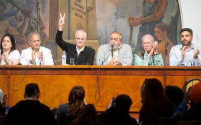 Taiana, Palazzo y «Huguito» Moyano encabezaron un acto en la CGT y llamaron a “reventar las urnas el 26 para caminar al 2027″