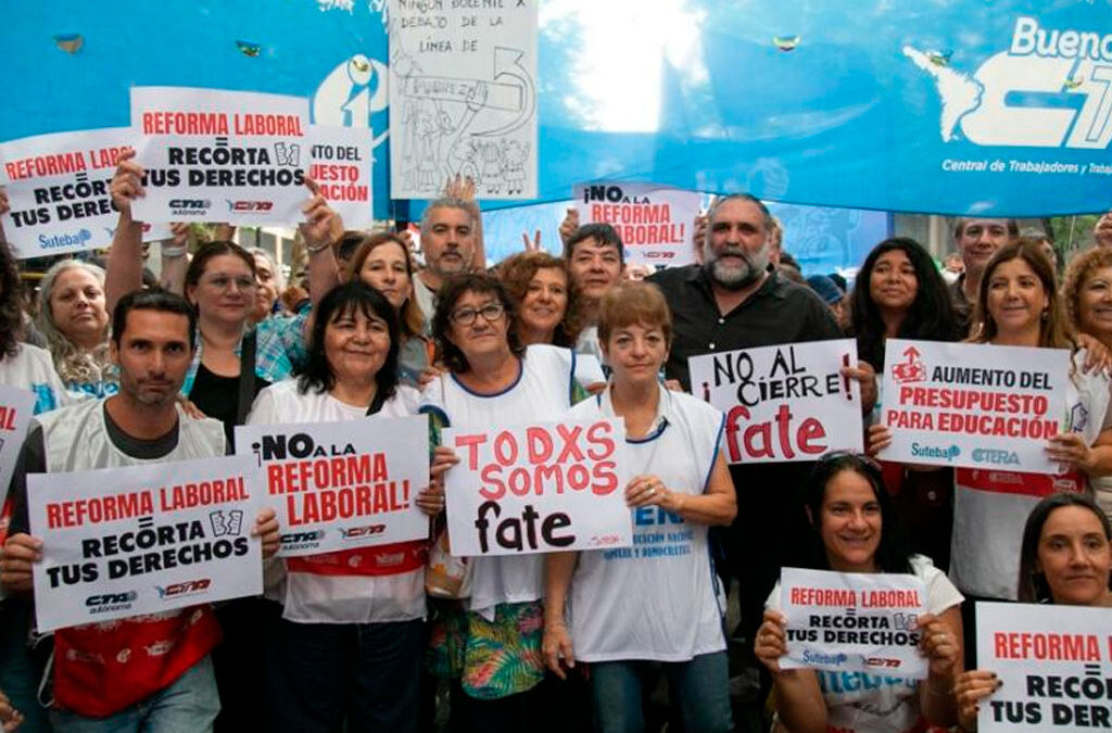 Paro y movilización contra la reforma laboral: Baradel advirtió que “la lucha va a continuar”