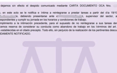 Delegados de Mirgor fueron intimados a ocupar puestos de trabajo
